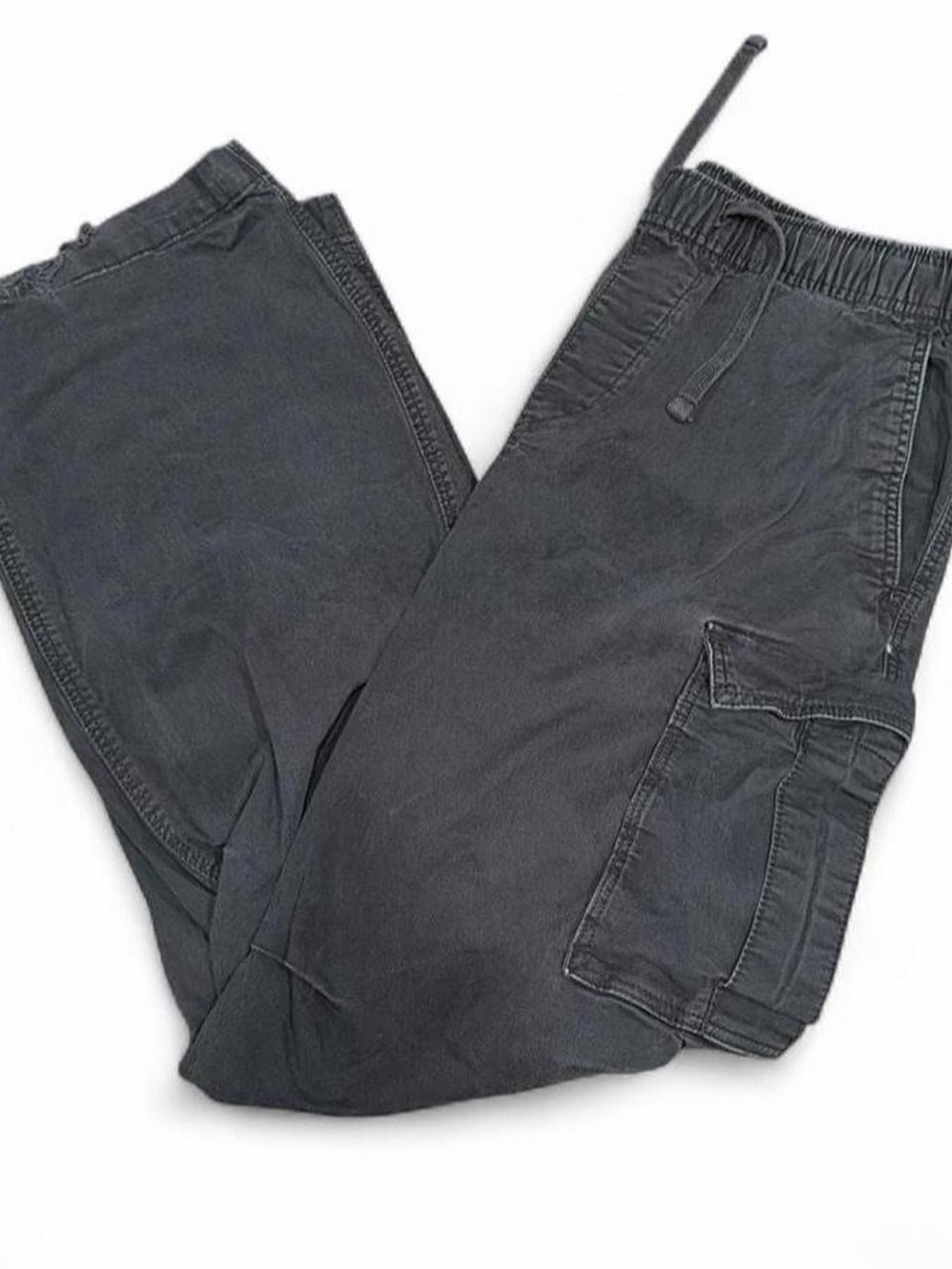 Hollister Men's Black Cargo Joggers with Drawstring Waist